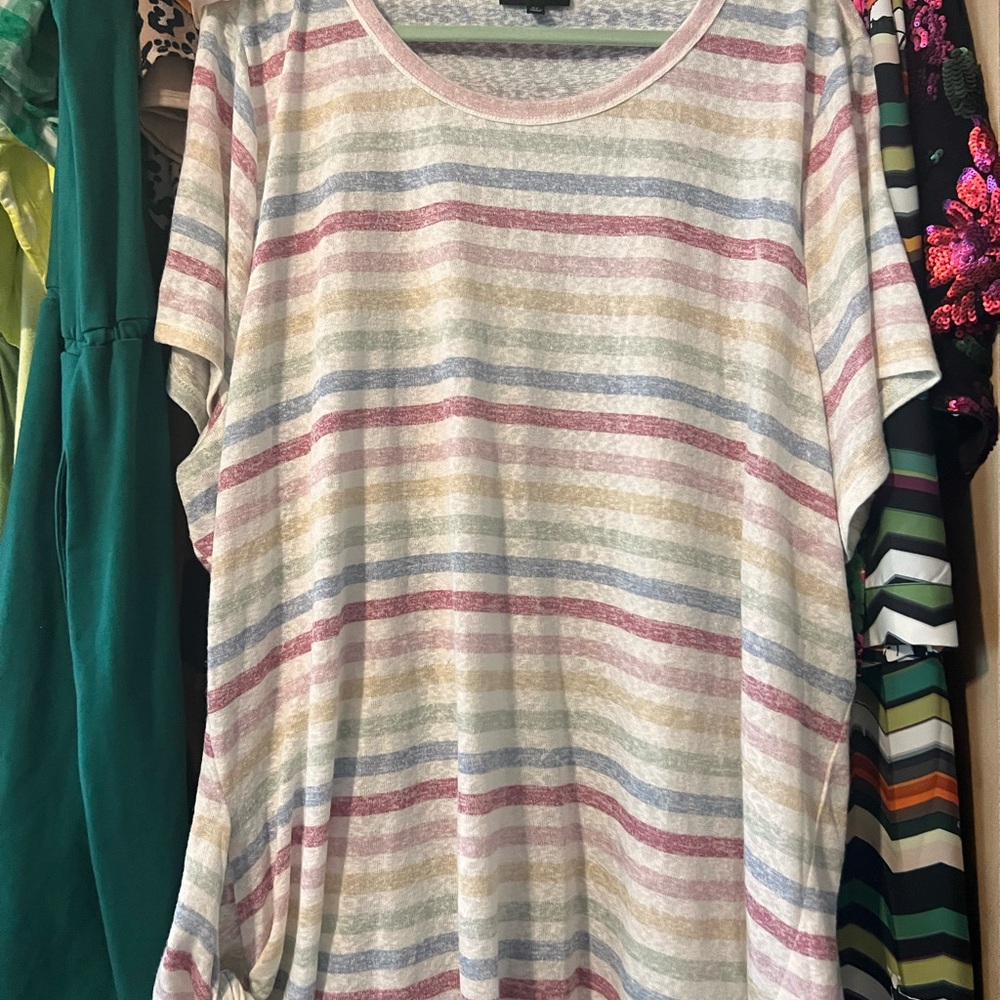 Striped Multicolor Short Sleeve Top